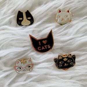 Collection of 5 cat pins